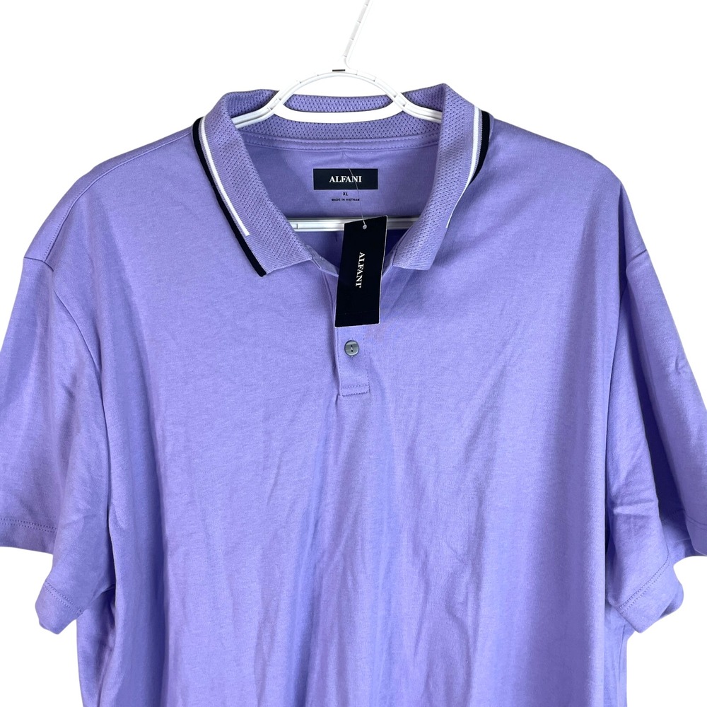 NEW Alfani Mens XL Solid Table Polo Shirt Lavender Garden Purple S/S Stretch
